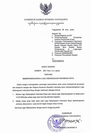 Surat Edaran Gubernur Daerah Istimewa Yogyakarta