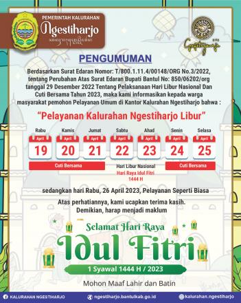 Pengumuman Libur Idul Fitri 1444 H 