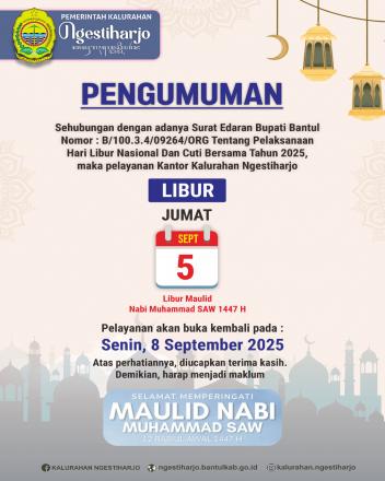 Pengumuman Libur Maulid Nabi Muhammad SAW 1447H