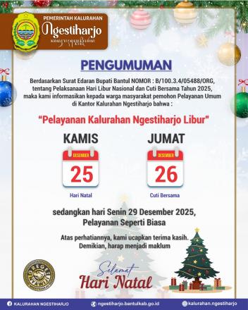 Pengumuman Libur Natal dan Cuti Bersama